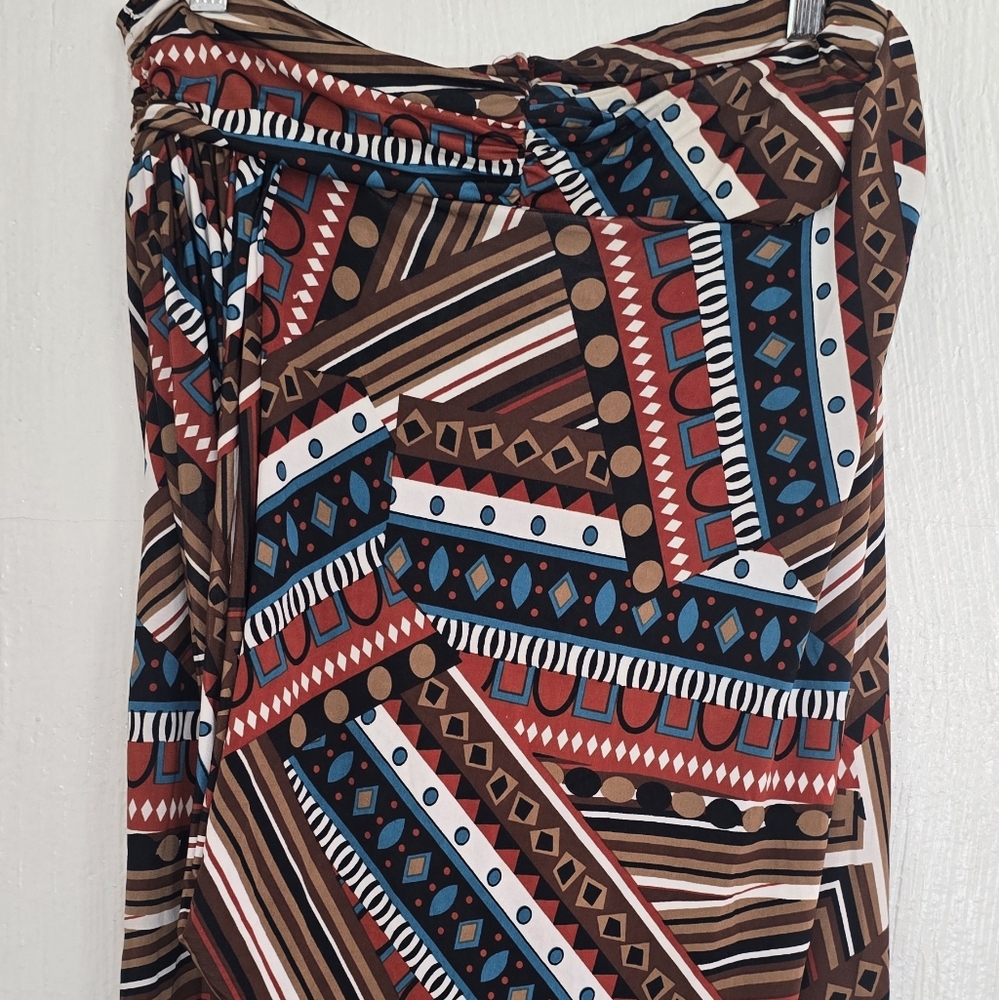 Red and Blue Midi Wrap Dress for Casual Occasions